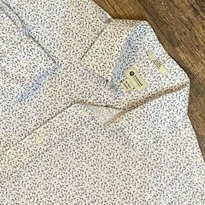 Haggar Slim Fit Dress Shirt Blue Floral Print‎ Cotton Men's 16-16.5 34/35 Large